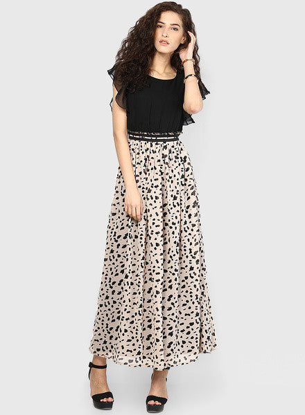 MIAMINX-Black-Colored-Printed-Maxi-Dress